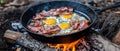 Savoring The Great Outdoors A Homemade Campfire Breakfast With Bacon And Eggs