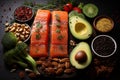 Savoring Wellness Fresh Salmon, Avocado, and Veggies with Extra Virgin Olive Oil