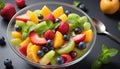 savoring wellness: a high-end fruit salad infused with mint brilliance