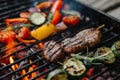 Savory Barbecue vegetables meat. Generate Ai Royalty Free Stock Photo