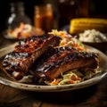 Savory Barbecued Ribs with Coleslaw and Corn on the Cob