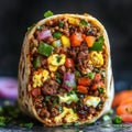Savory Breakfast Burrito Explosion A Culinary Delight Bursting with Flavor for Breakfast Lovers Royalty Free Stock Photo