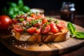 Savory Bruschetta tomato appetizer. Generate Ai Royalty Free Stock Photo