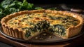 A savory and buttery spinach quiche with a flaky crust created with Generative AI