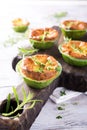 Savory cheddar cheese and leek mini quiches Royalty Free Stock Photo