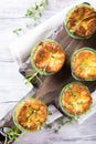 Savory cheddar cheese and leek mini quiches