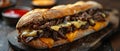 Savory Cheesesteak Delight with Melted Cheese and Juicy Beef. Concept Cheesesteak Recipes, Melted