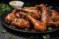 Savory Chicken drumsticks grilled food. Generate Ai