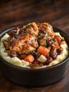 Savory chicken and vegetable stew served over mashed potatoes Royalty Free Stock Photo