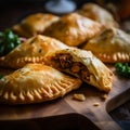 Savory Chilean Empanadas with Spicy Sauce and Salad