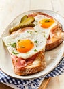 Savory country breakfast of eggs and ham