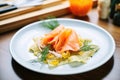 savory crepes with smoked salmon and dill on top