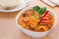 Savory curry with pork and rice (Panang), Thai food Royalty Free Stock Photo