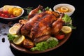 Savory delight Succulent roasted chicken, its flavors enhanced by expert seasoning and cooking