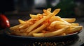 Savory French Fries Cuisine Freshly Prepared to Perfection. Generative AI