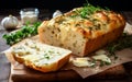 Savory Garlic Cheese Herb Bread. Generative AI Royalty Free Stock Photo