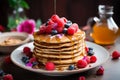 Savory Healthy breakfast pancake plate. Generate Ai Royalty Free Stock Photo