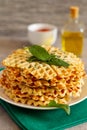 Savory healthy vegetarian waffles made with spinach