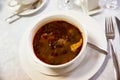 Savory kharcho soup with lamb, Georgian cuisine