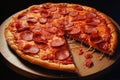 Savory Meat Lovers Pizza with Juicy Ham and Spicy Pepperoni, A Delicious Delight for Food Lovers