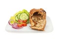 Savory meat pie and salad