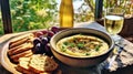 Savory Mediterranean Delight: Hummus with Pita and Olives on Zaatar Plate