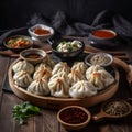 Savory Mongolian Buuz & x28;steamed dumplings& x29; with juicy minced meat filling