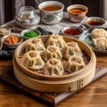 Savory Mongolian Buuz & x28;steamed dumplings& x29; with juicy minced meat filling