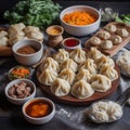 Savory Mongolian Buuz & x28;steamed dumplings& x29; with juicy minced meat filling