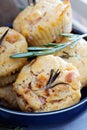 Savory muffins with herbs, tomatoes and ham