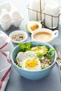 Savory oatmeal with egg and avocado