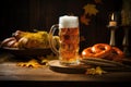 Savory Octoberfest beer pretzel snack. Generate Ai Royalty Free Stock Photo