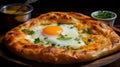 Savory pastry with cheese, a Georgian culinary delight with eggs