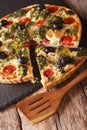 Savory Pie: Sliced Quiche with chicken, broccoli, tomatoes and o