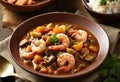 A savory plate shrimp gumbo,but instead shrimp use diced apricots