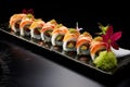 Savory Platter sushi rolls. Generate Ai Royalty Free Stock Photo