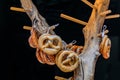 Savory pretzel or bretzel with sea salt at a bakery in Strasbourg, France