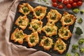 Savory puff pastry muffins with broccoli and mozzarella