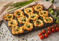 Savory puff pastry muffins with broccoli and mozzarella