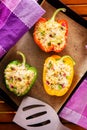 Savory red, green and yellow bell peppers