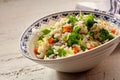 Savory risotto broccoli, carrots and parsley with rice