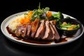 Savory Roasted duck dish plate. Generate ai Royalty Free Stock Photo