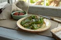 Savory roasted green chili peppers