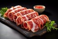 Savory Rolled sliced jamon. Generate Ai