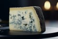Savory Roquefort cheese against dark background, blue cheese
