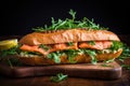 Savory Salmon sandwich rucola. Generate Ai