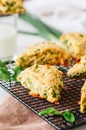 Savory scones with feta mozarella and green herbs