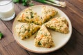 Savory scones with feta mozzarella and green herbs Royalty Free Stock Photo