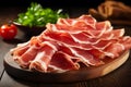 Savory Sliced prosciutto. Generate Ai