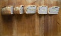 Savory Slices of Pork Pies Delights on Rustic Wooden Table, negative space